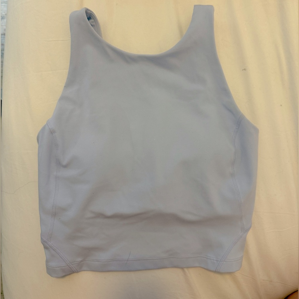 Lululemon High Neck Align crop bra top light blue size 2